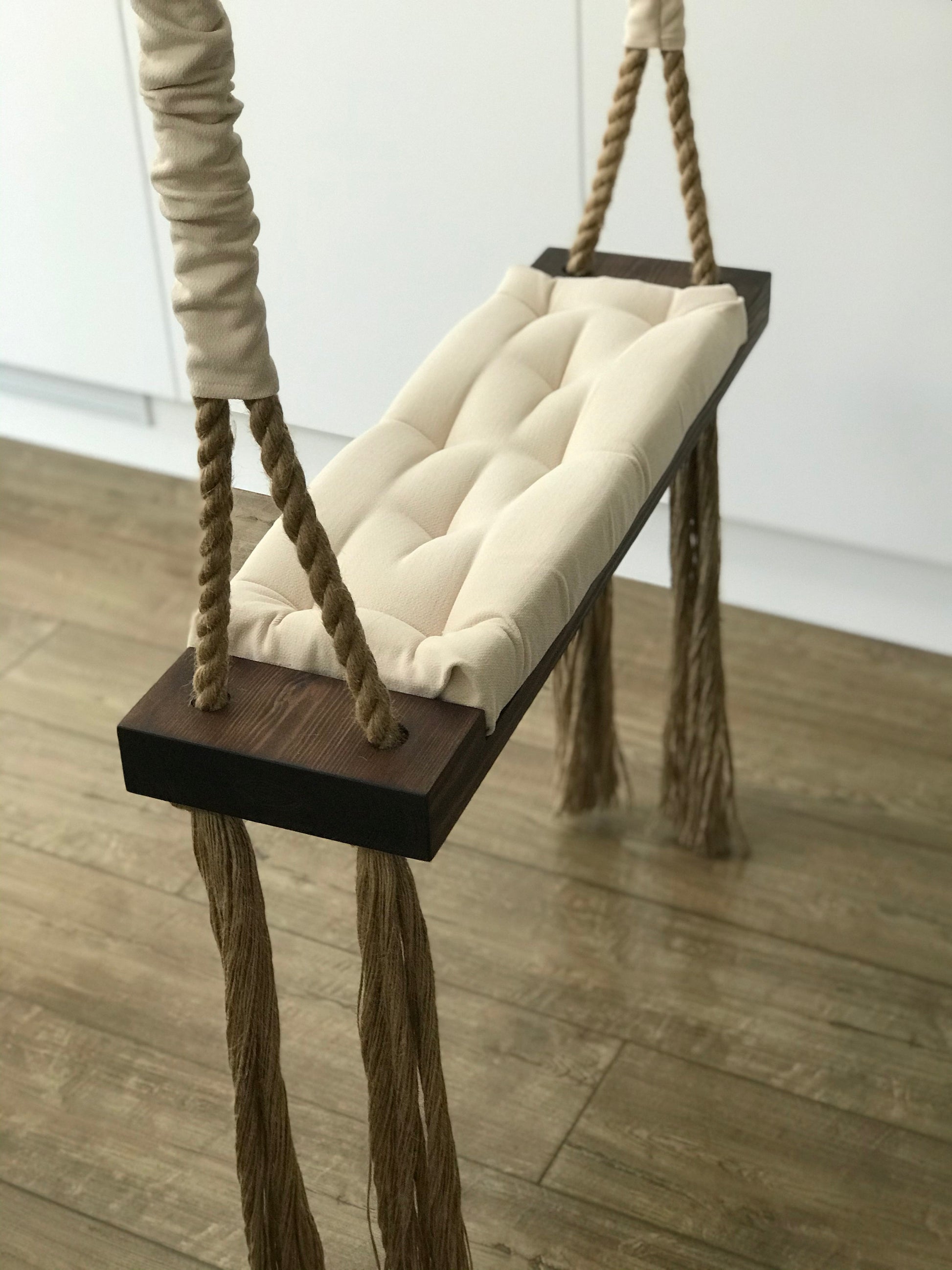 cream swing seat for indoor and outdoor use