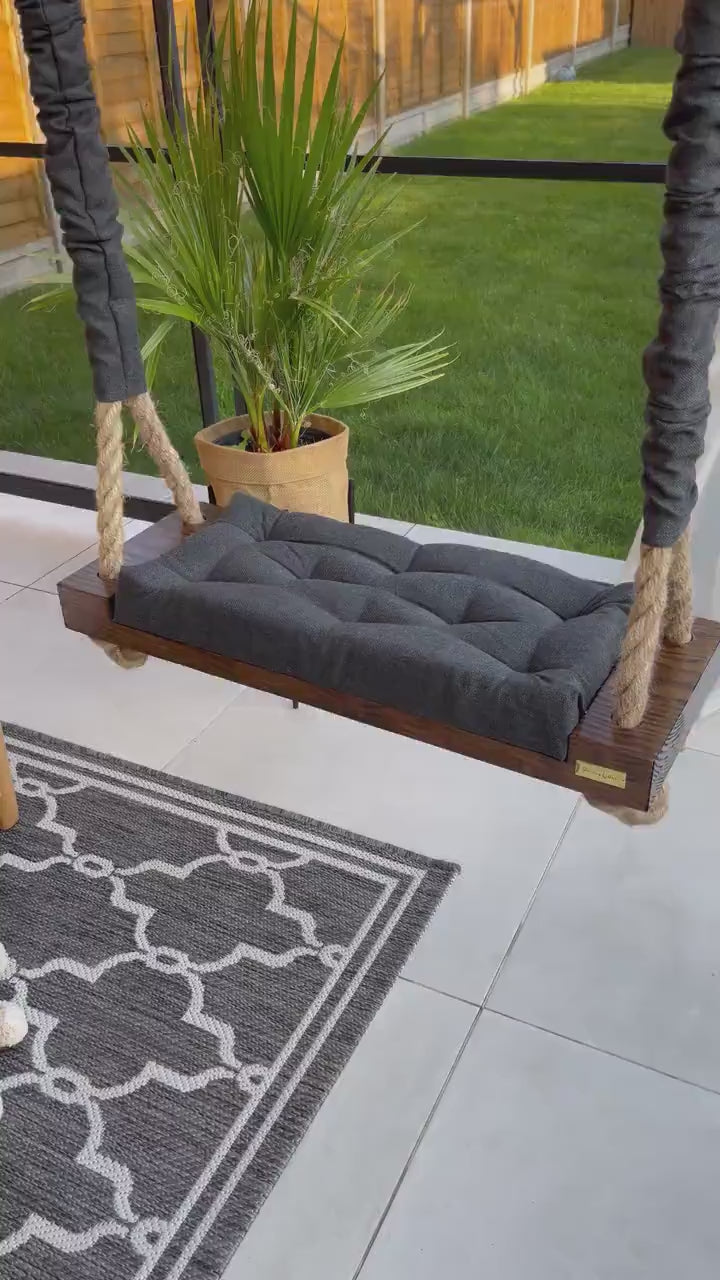 Luxury, Unique, Large Adult and Older Kids Outdoor Indoor Charcoal Wooden Swing. Colors Available